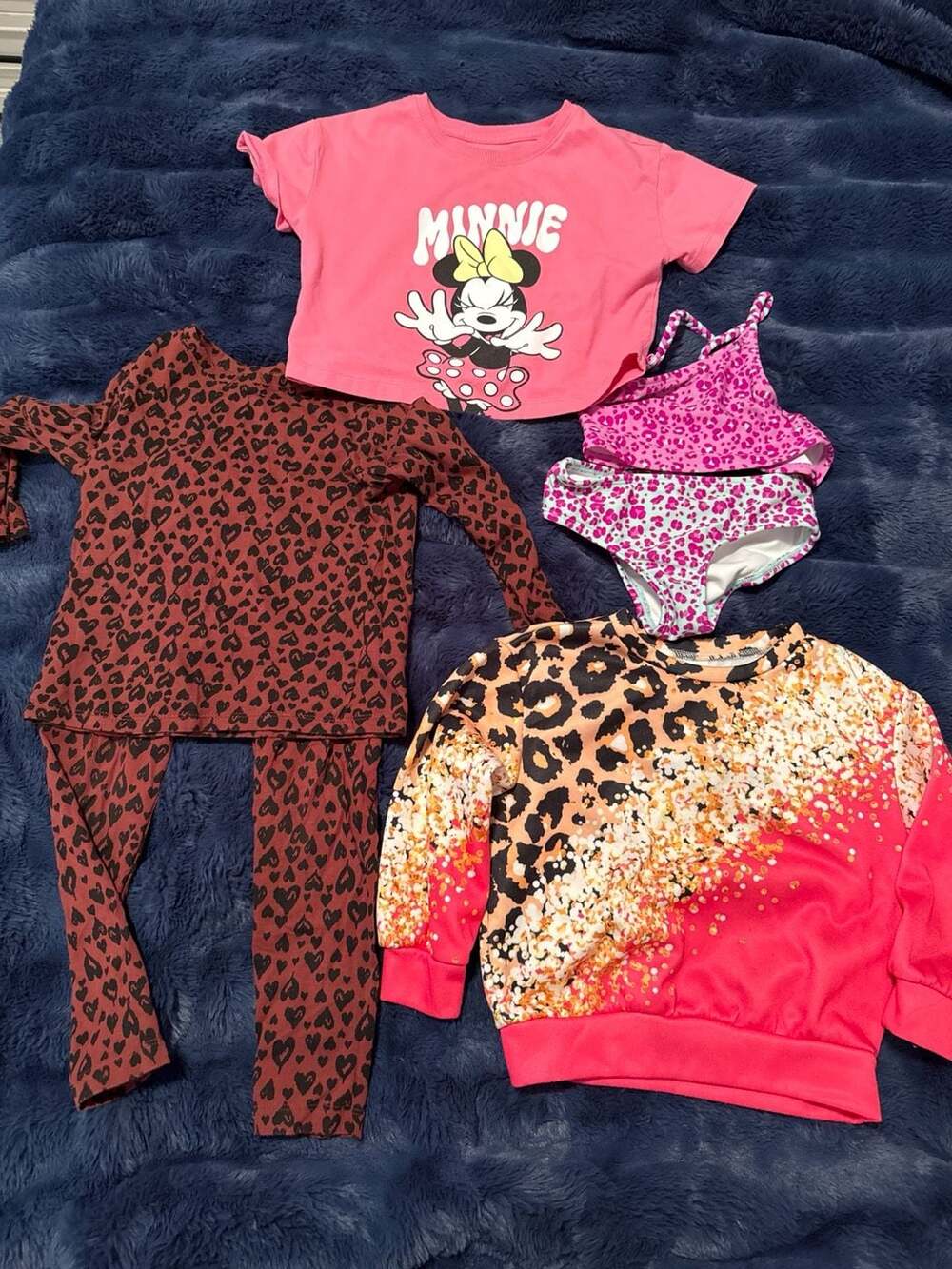 4T Toddler Girls Clothing Bundle Set Including Heart Pajamas, Minnie Mouse Tee,